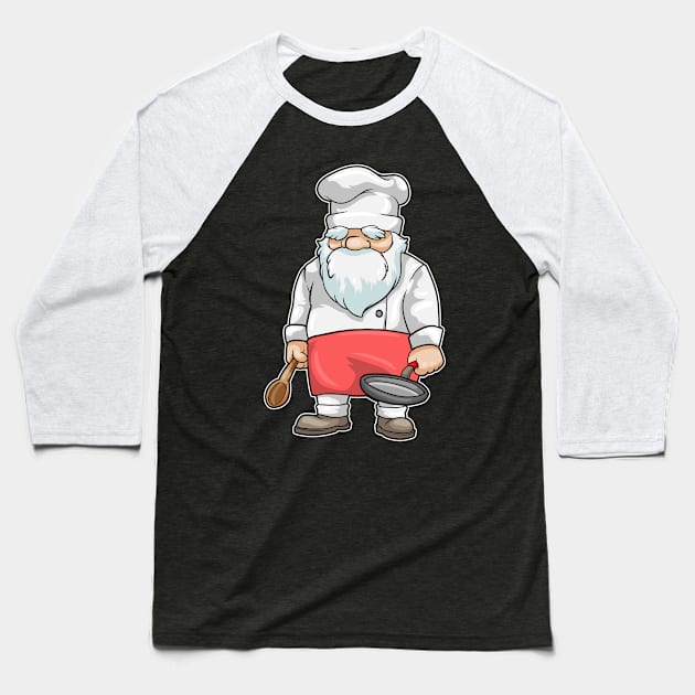 Chef with Chef's hat Pan & Wooden spoon Baseball T-Shirt by Markus Schnabel